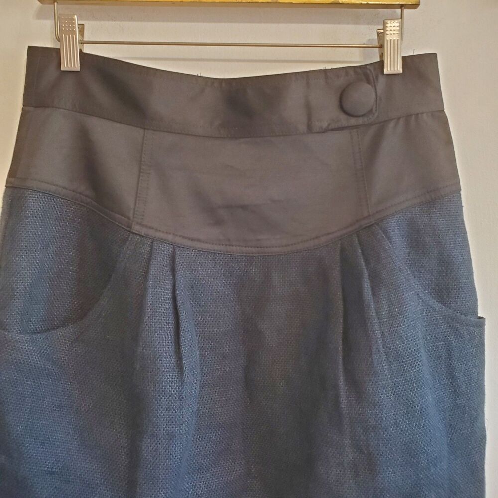 Nanette Lepore Women's Linen Pencil Skirt Size 12 Career Office Classic Twee Y2K - Picture 2 of 16